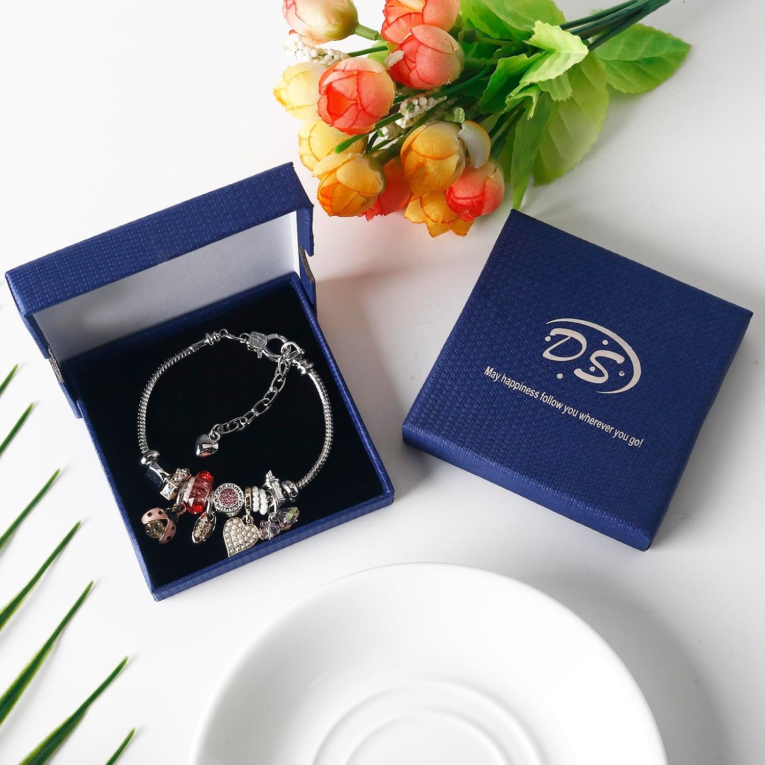 image:imageDS Charm Bracelets for Girls Adjustable Silver Stainless Steel Gift BoxSilverbeetle