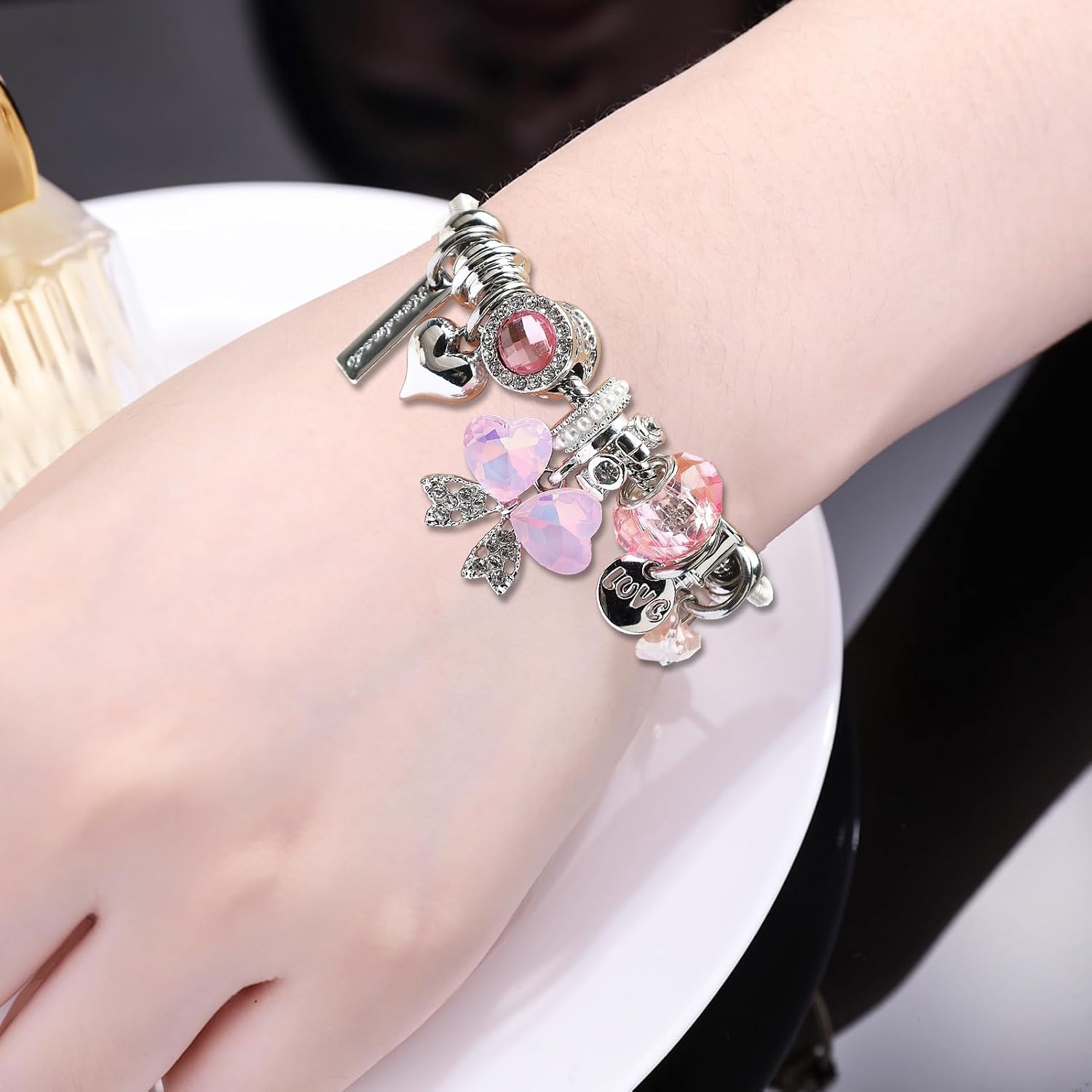 image:imageDS Charm Bracelets for Girls Adjustable Silver Stainless Steel Gift BoxSilverbutterfly 4