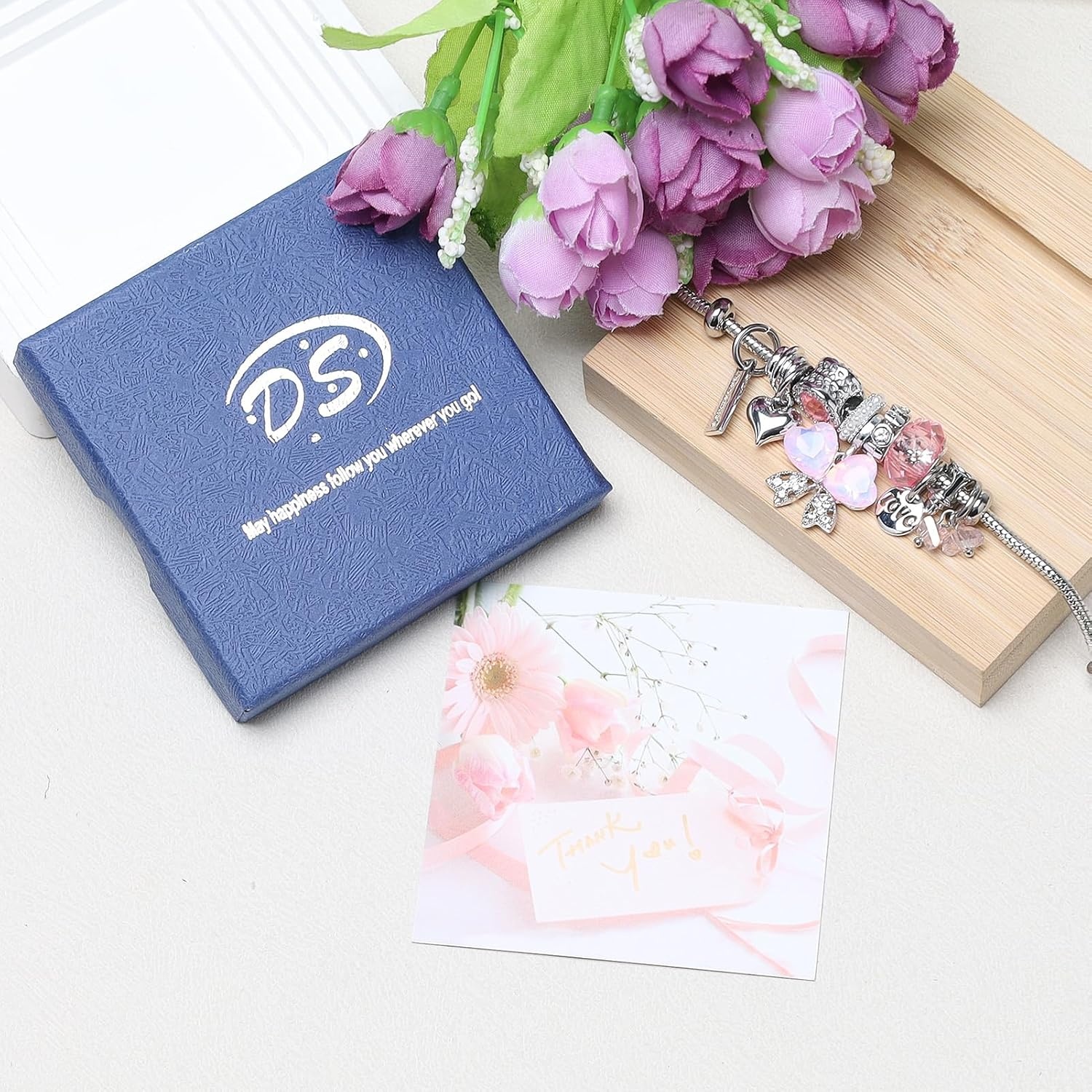 image:imageDS Charm Bracelets for Girls Adjustable Silver Stainless Steel Gift BoxSilverbutterfly 4