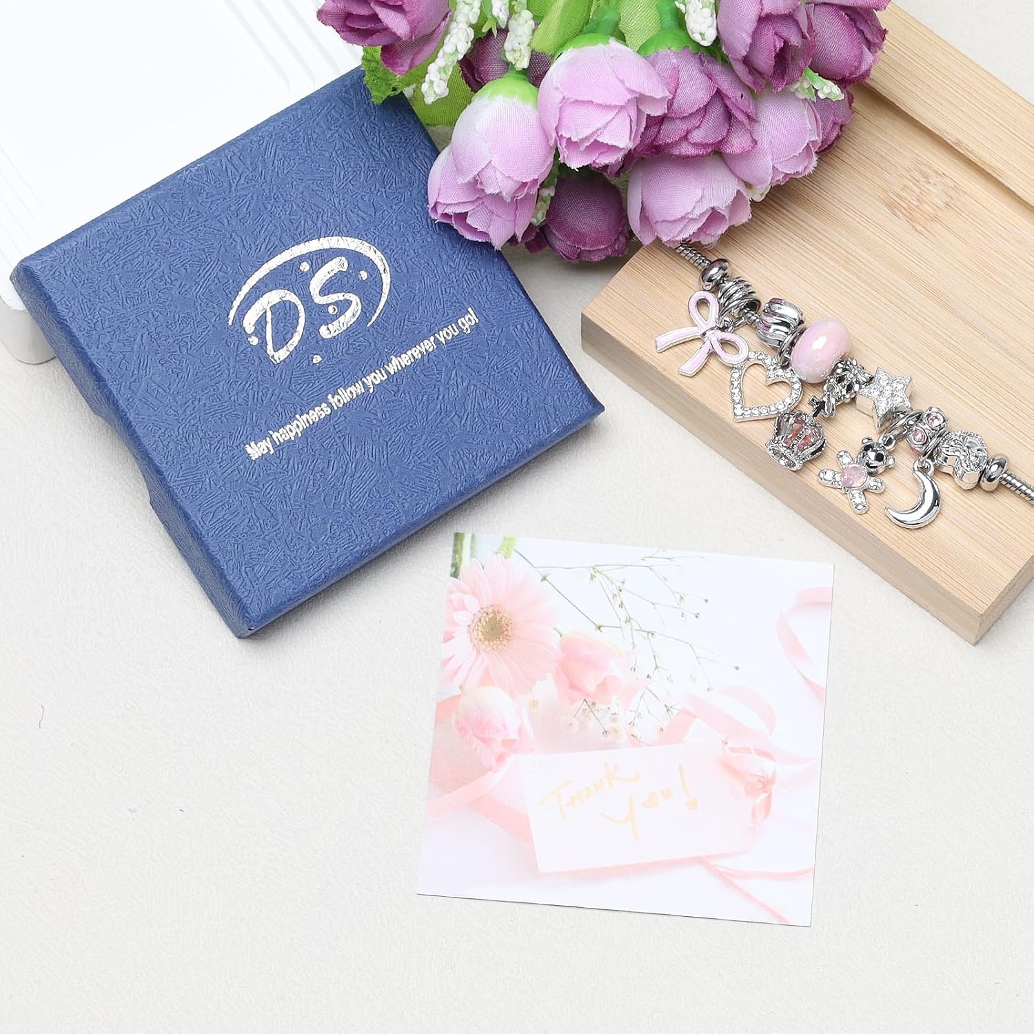 image:imageDS Charm Bracelets for Girls Adjustable Silver Stainless Steel Gift BoxSilvercrown