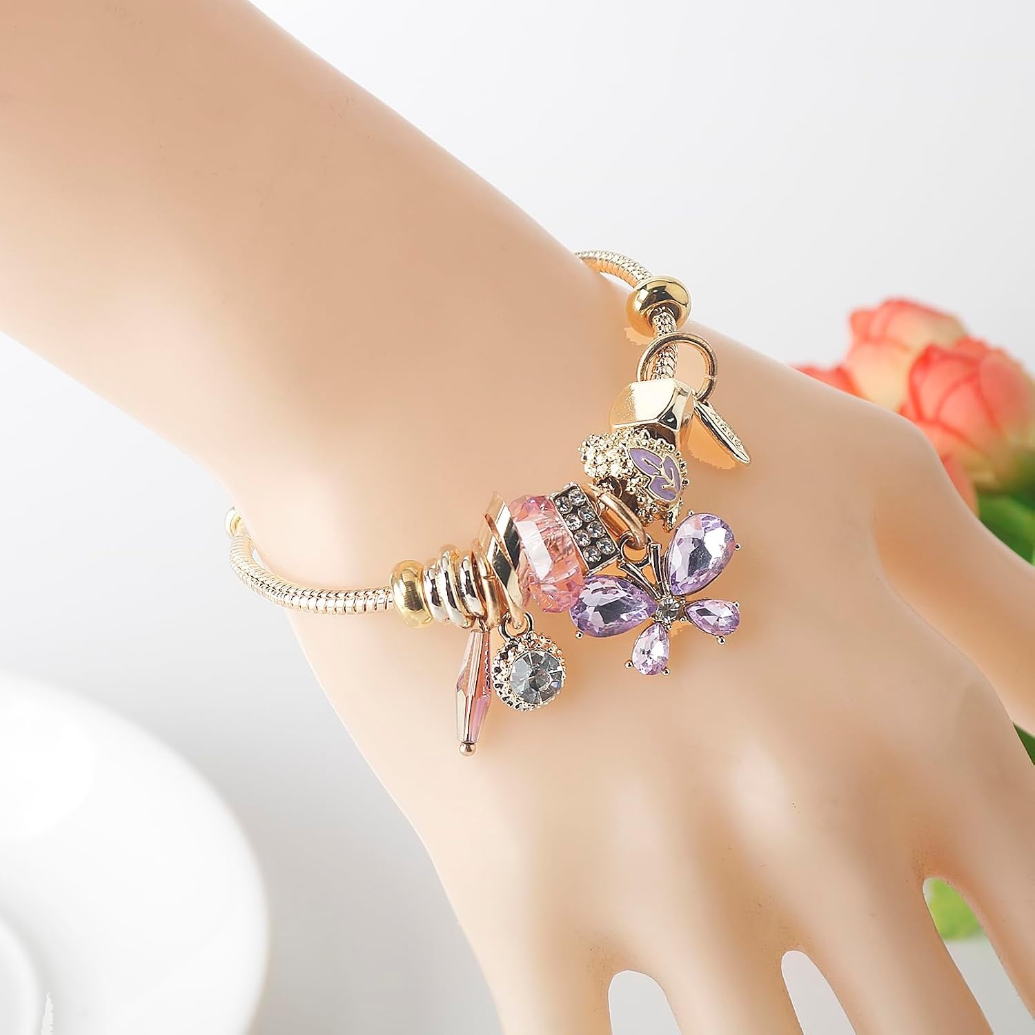 image:imageDS Charm Bracelets for Teen Girls Adjustable Gold Stainless Steel Gift BoxGOLD1