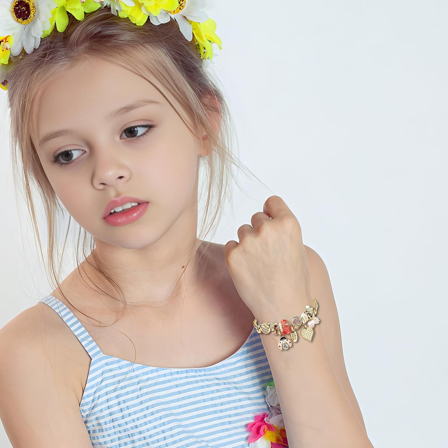 image:imageDS Charm Bracelets for Teen Girls Adjustable Gold Stainless Steel Gift BoxGOLD10