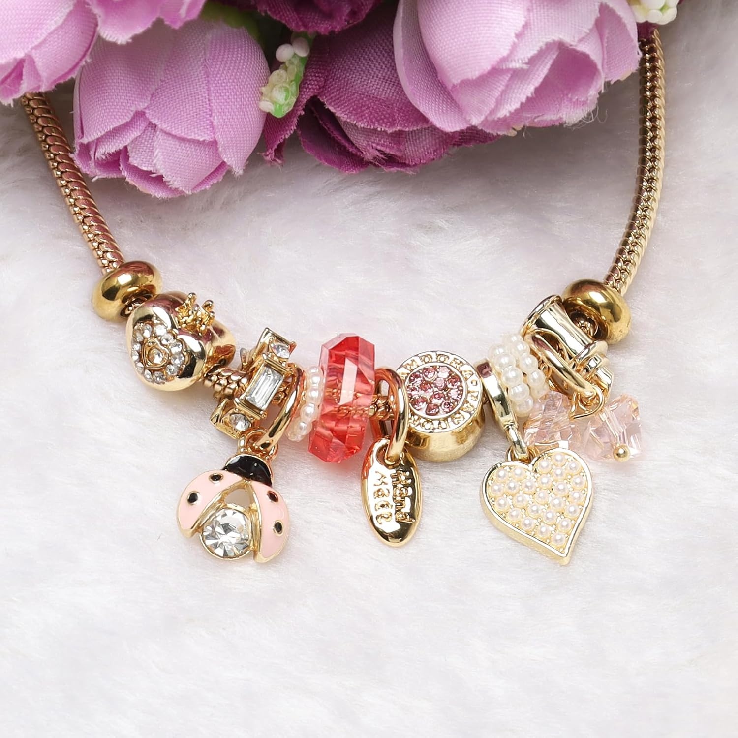 image:imageDS Charm Bracelets for Teen Girls Adjustable Gold Stainless Steel Gift BoxGOLD10