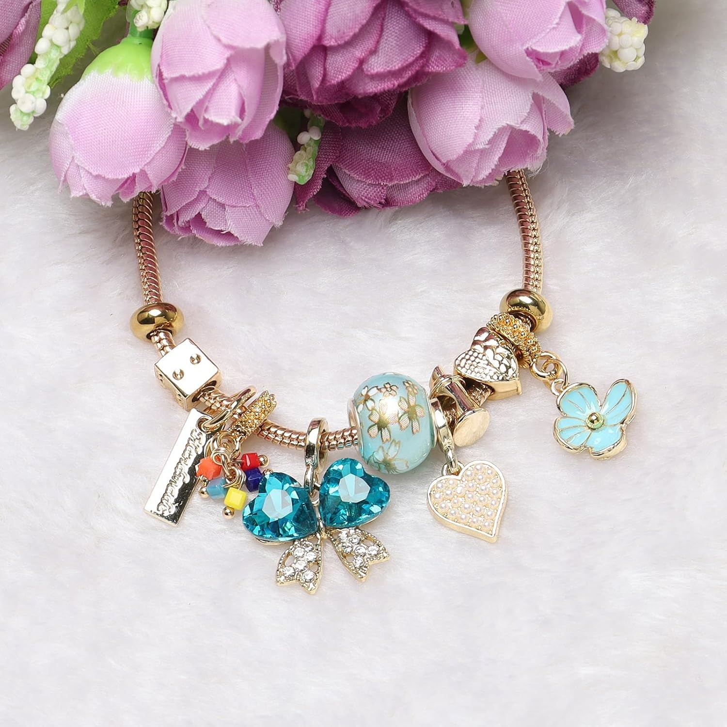 image:imageDS Charm Bracelets for Teen Girls Adjustable Gold Stainless Steel Gift BoxGOLD11