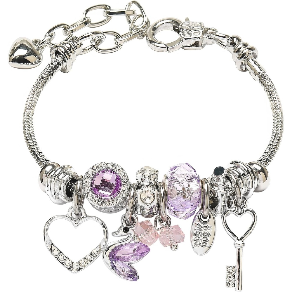 image:imageDS Charm Bracelets for Girls Adjustable Silver Stainless Steel Gift BoxSilverSwan