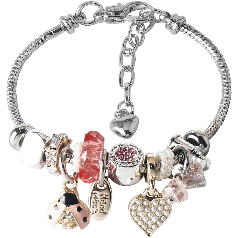 image:imageDS Charm Bracelets for Girls Adjustable Silver Stainless Steel Gift BoxSilverbeetle