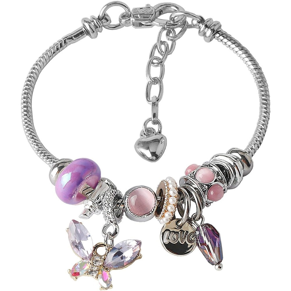 image:imageDS Charm Bracelets for Girls Adjustable Silver Stainless Steel Gift BoxSilverbutterfly