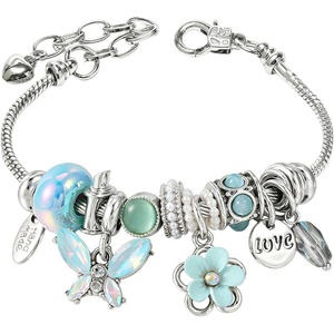 DS Charm Bracelets for Girls Adjustable Silver Stainless Steel Gift Box(Silver-Blue Butterfly)