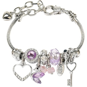 DS Charm Bracelets for Girls Adjustable Silver Stainless Steel Gift Box(Silver-Swan)