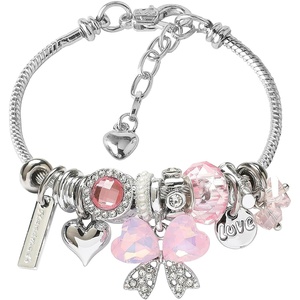 DS Charm Bracelets for Girls Adjustable Silver Stainless Steel Gift Box(Silver-butterfly 4)