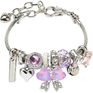 DS Charm Bracelets for Girls Adjustable Silver Stainless Steel Gift Box(Silver-butterfly 5)