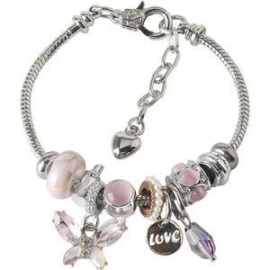 DS Charm Bracelets for Girls Adjustable Silver Stainless Steel Gift Box(Silver-butterfly3)