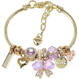DS Charm Bracelets for Teen Girls Adjustable Gold Stainless Steel Gift Box(GOLD-6)