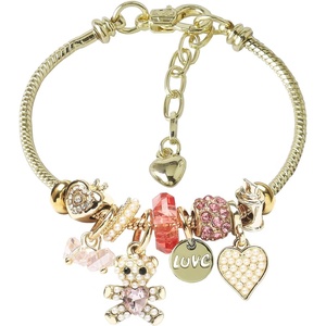 DS Charm Bracelets for Teen Girls Adjustable Gold Stainless Steel Gift Box(GOLD-9)